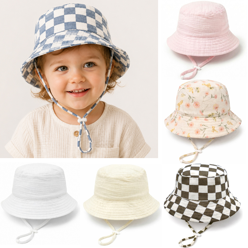 Bucket Hat Cotton - Муслиновая летняя шляпка для малышей, регулируемая