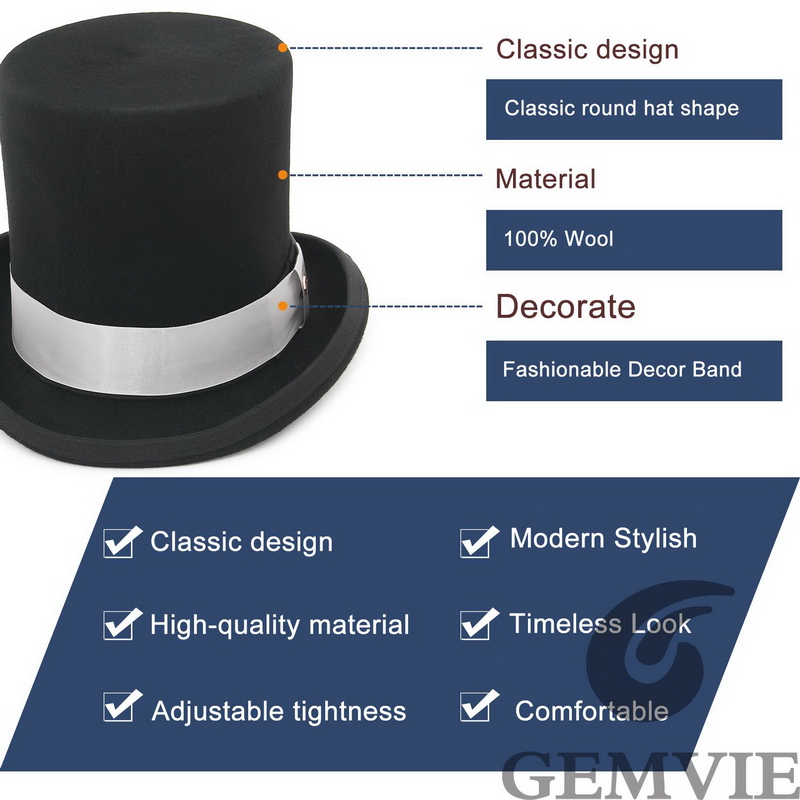 GEMVIE 17 см 100% шерстяной фе – обзор и цена Fedora Hat Wool